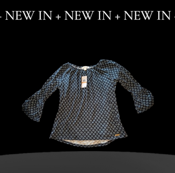 Michael Kors Blue Bell Sleeve Relaxed Blouse - Picture 1 of 7